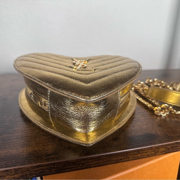 YSL Yves Saint Laurent Gold Heart Mini Crossbody Bag - Picture 4 of 11
